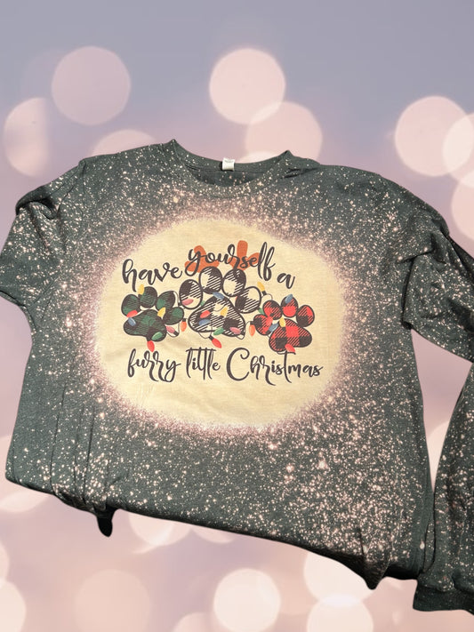 Furry little Christmas long sleeve, Forrest green