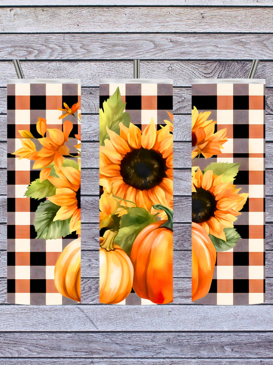 Plaid and pumpkins 20oz tumbler