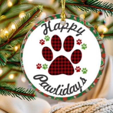 Happy pawlidays ornament