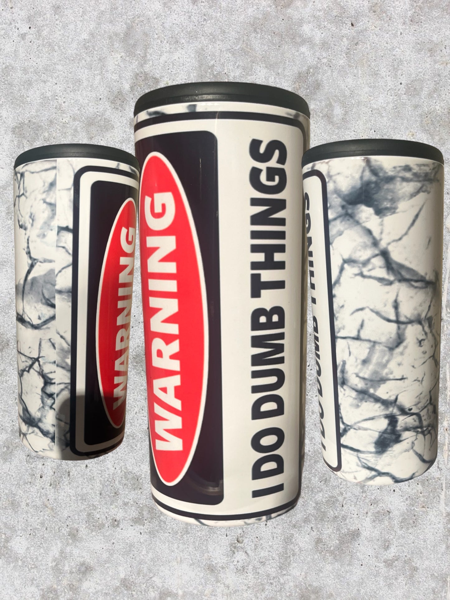 Warning I do dumb things 12oz coozie