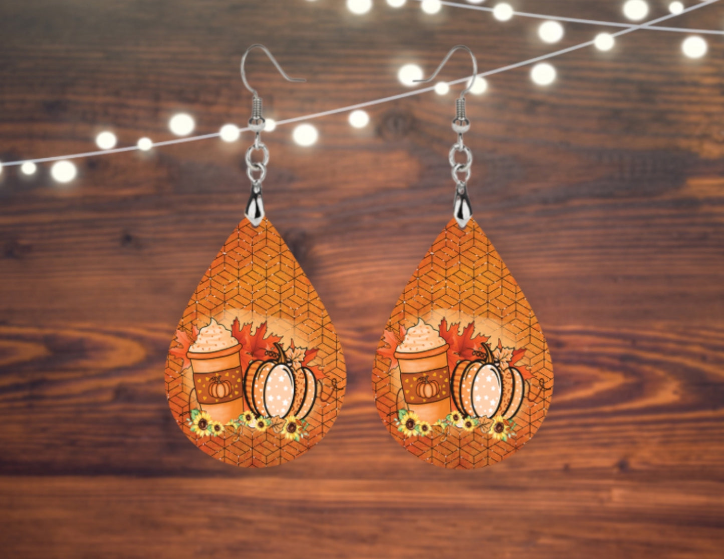 Pumpkin drinks teardrop earrings