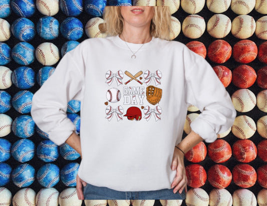 Baseball game day coquette crewneck