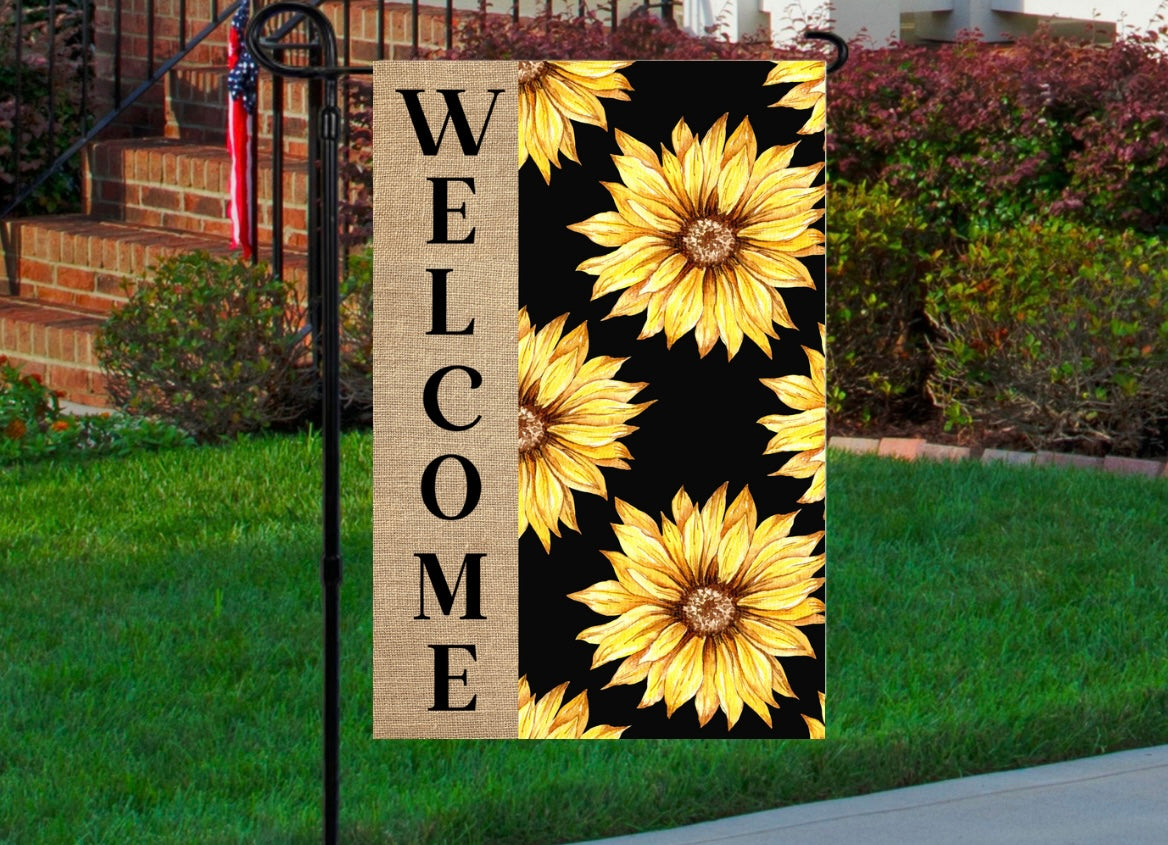 Welcome sunflower 12x18 garden flag