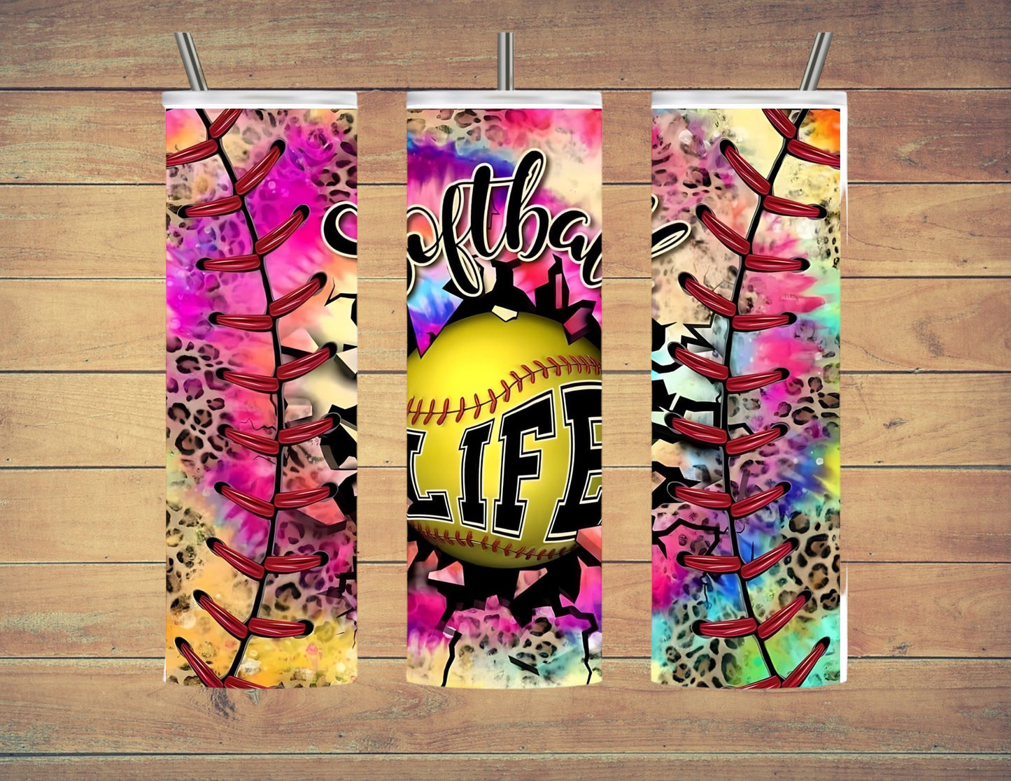 Colorful softball life 20oz tumbler