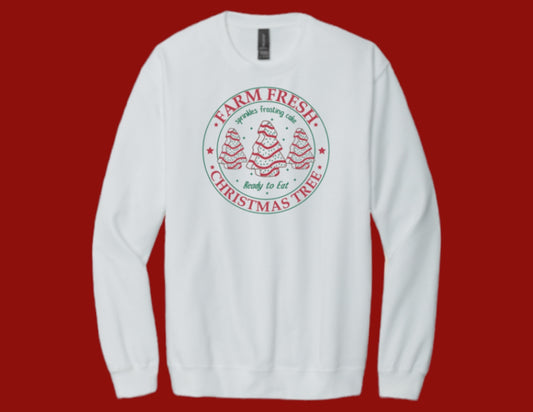 Farm fresh Christmas trees ready to eat crewneck