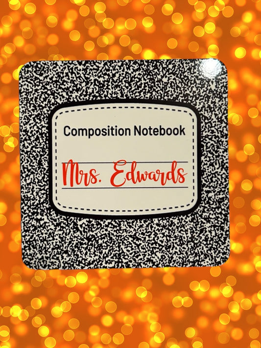 Custom composition notebook coaster