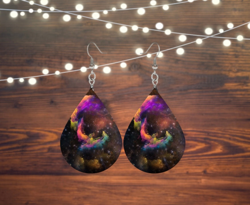 Galaxy style tear drop earrings