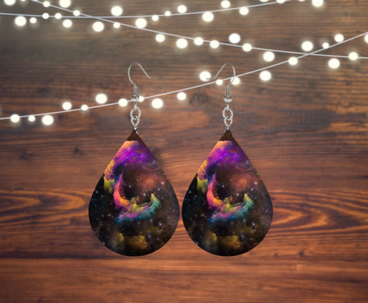 Galaxy style tear drop earrings