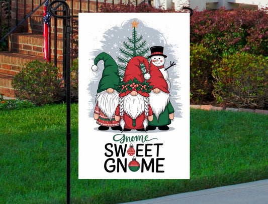 Going sweet gnome Christmas 12x18 garden flag