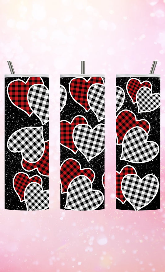 Plaid hearts 20oz tumbler