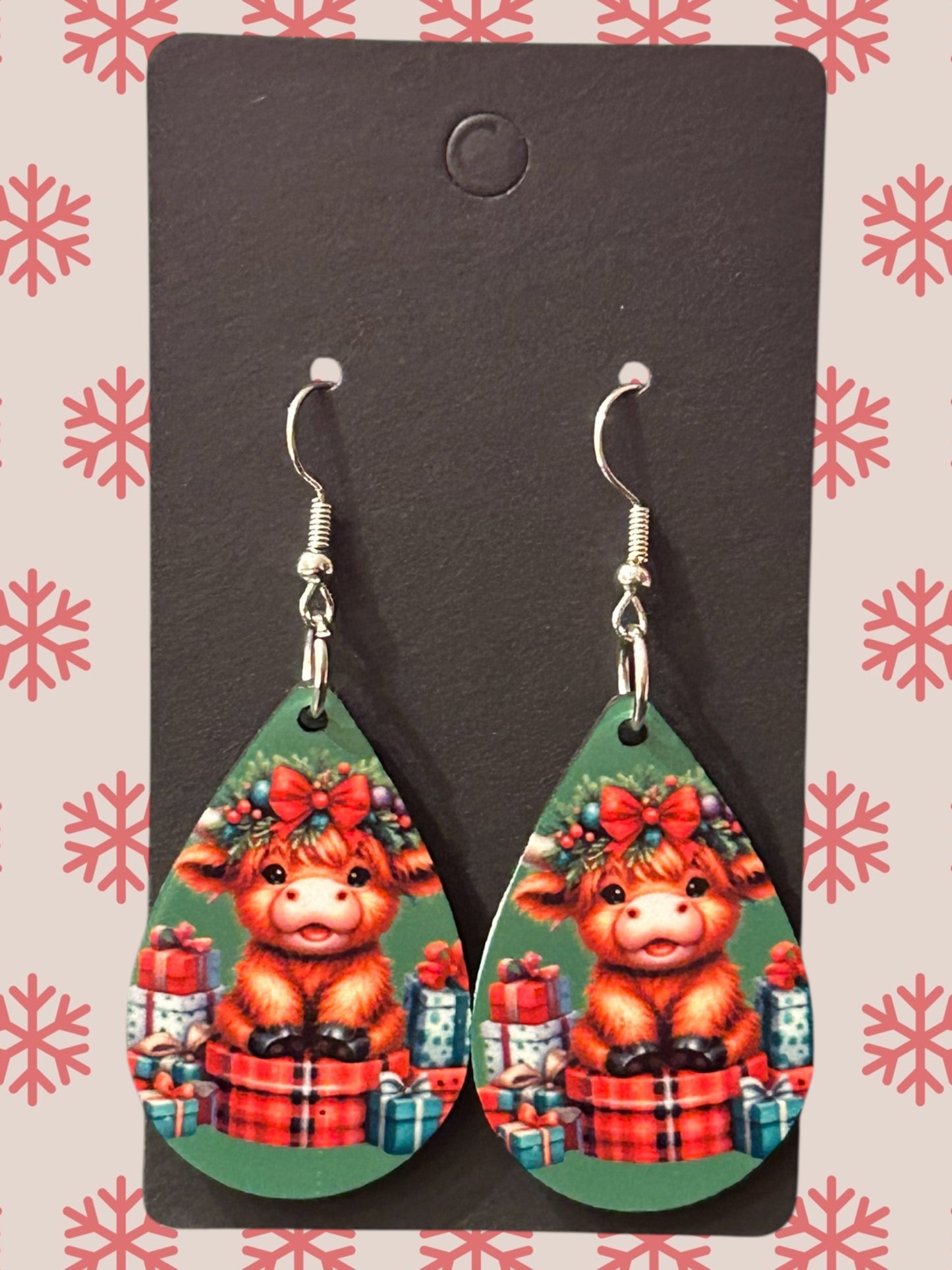 Highland Christmas teardrop earrings