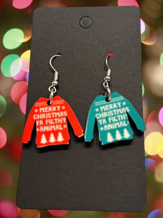 Merry Christmas ya filthy animal earrings