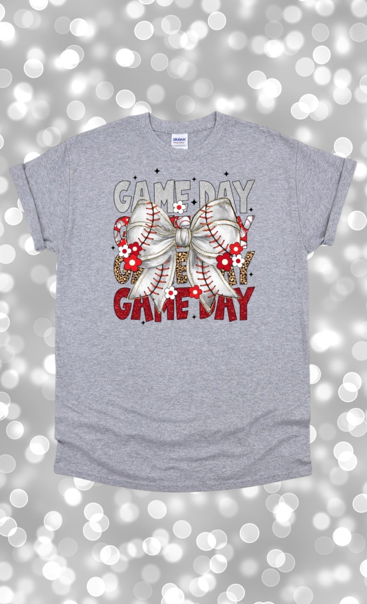 Baseball game day bow tshirt