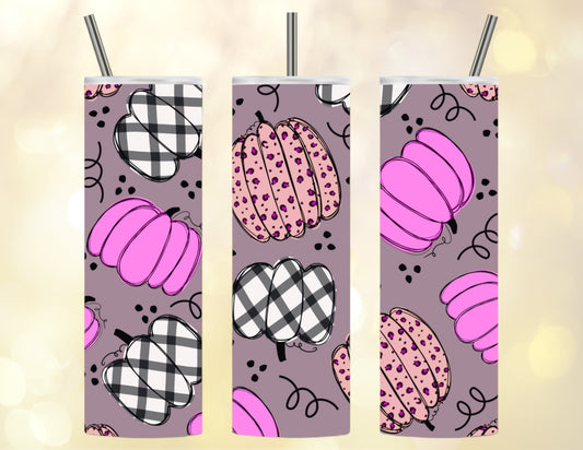 Purple plaid pumpkins 20oz tumbler