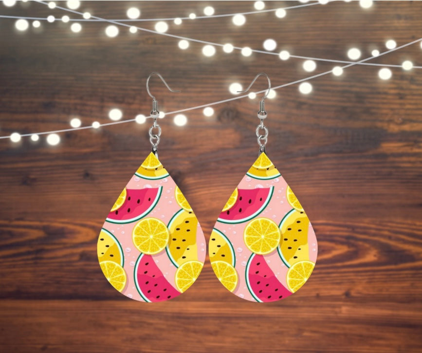 Melons and lemons tear drop earrings