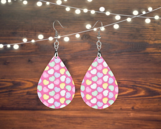 Candy hearts tear drop earrings