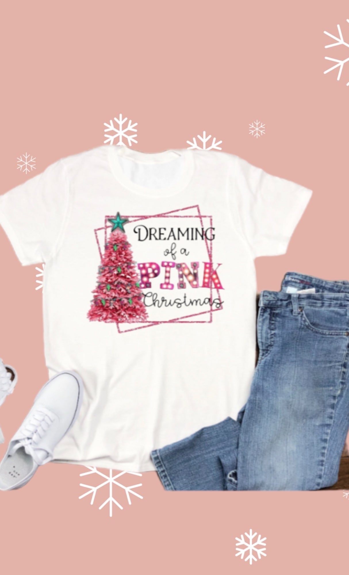 Dreaming of a pink Christmas tshirt