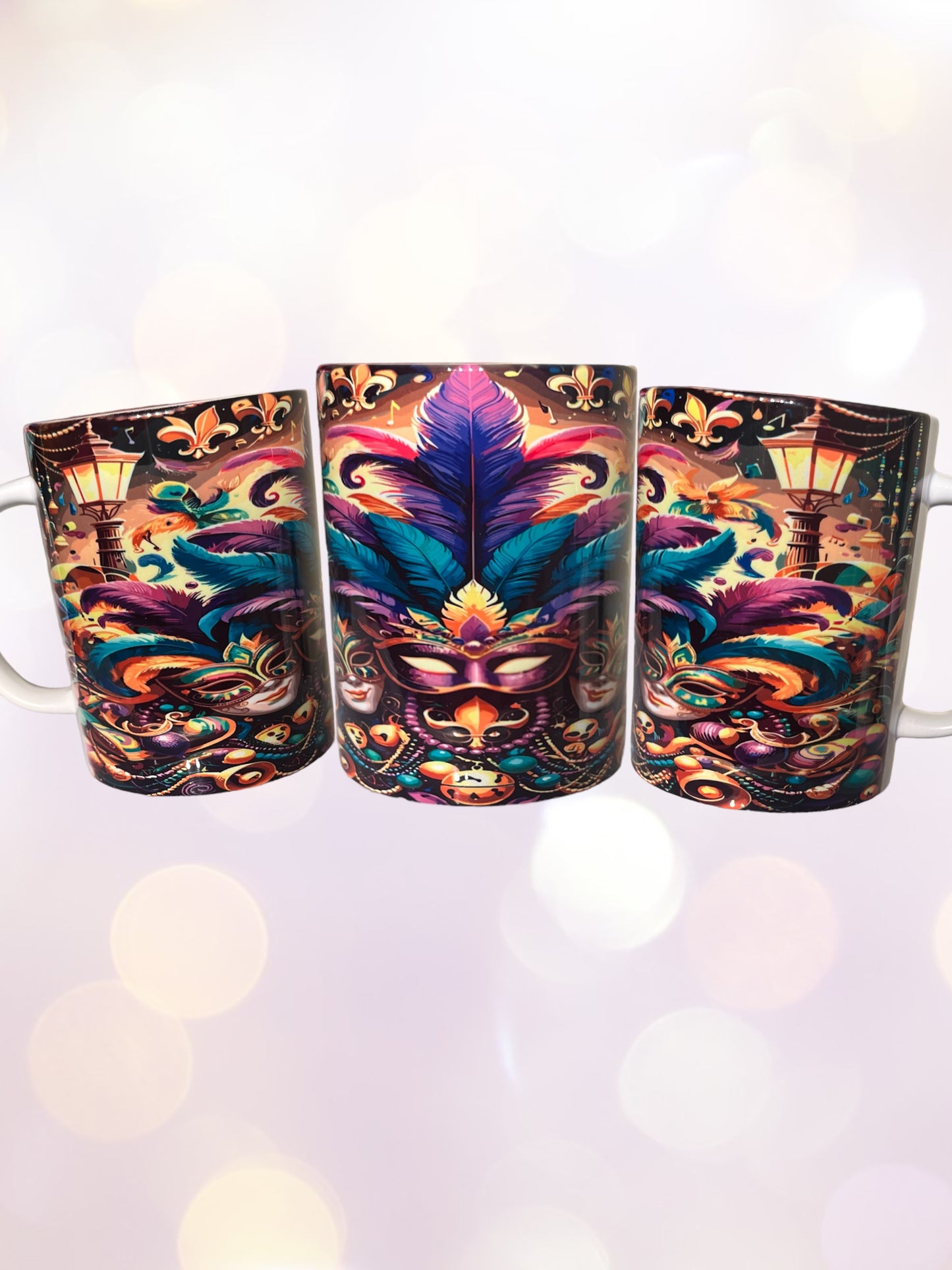 Mardi Gras mask mug