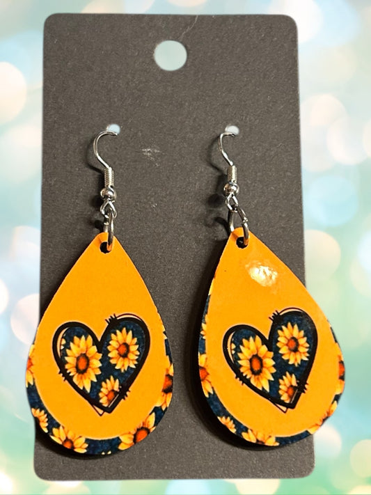 Western heart tear drop earrings