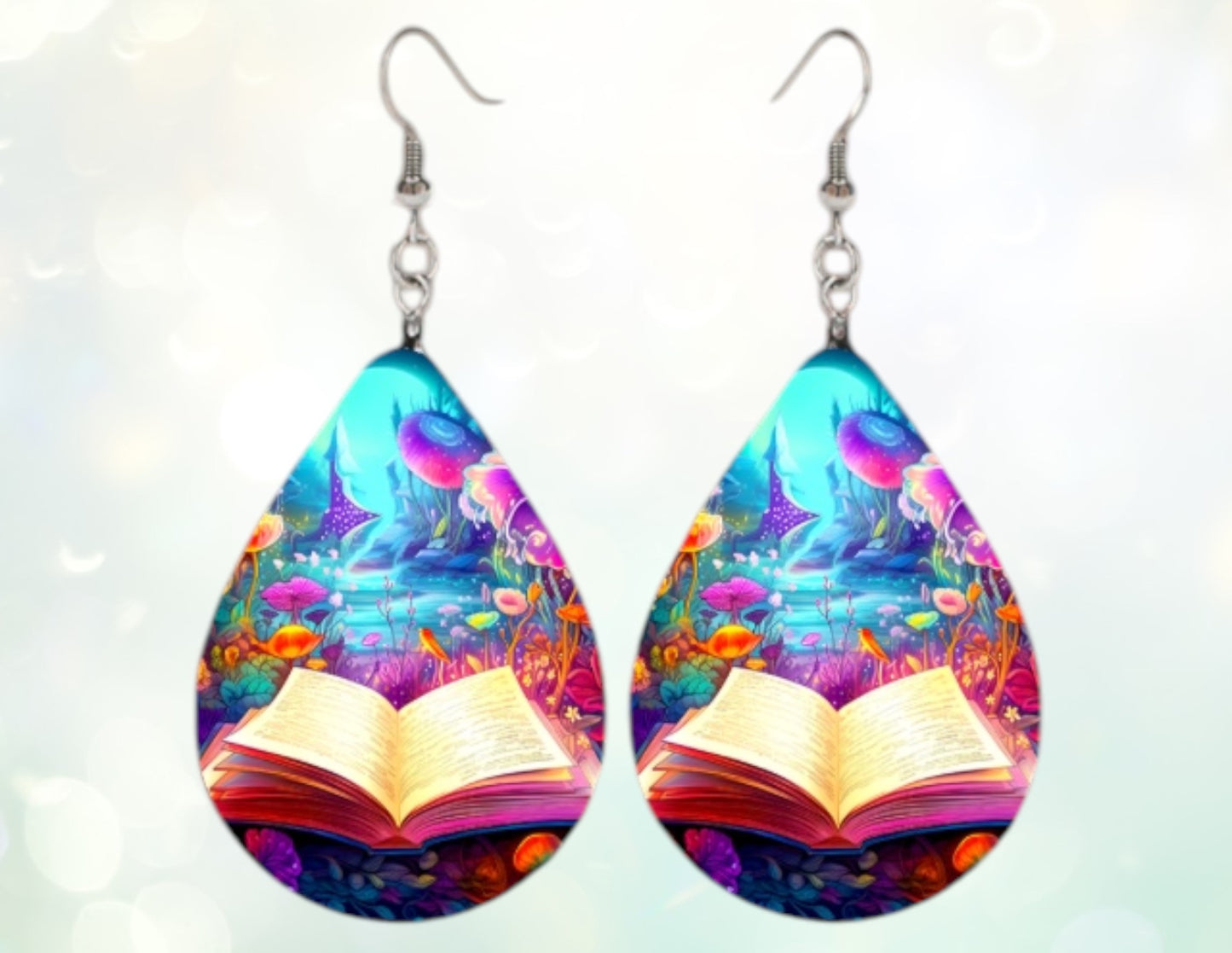 Open book tear drop earrings