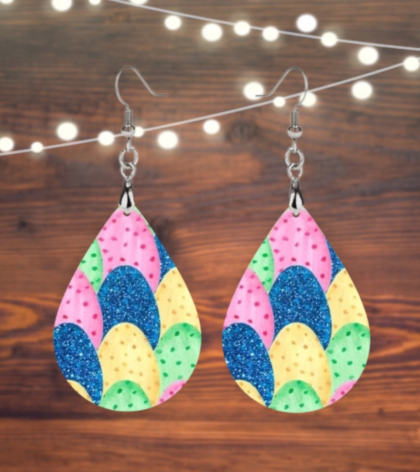 Polka dot Easter eggs teardrop earrings