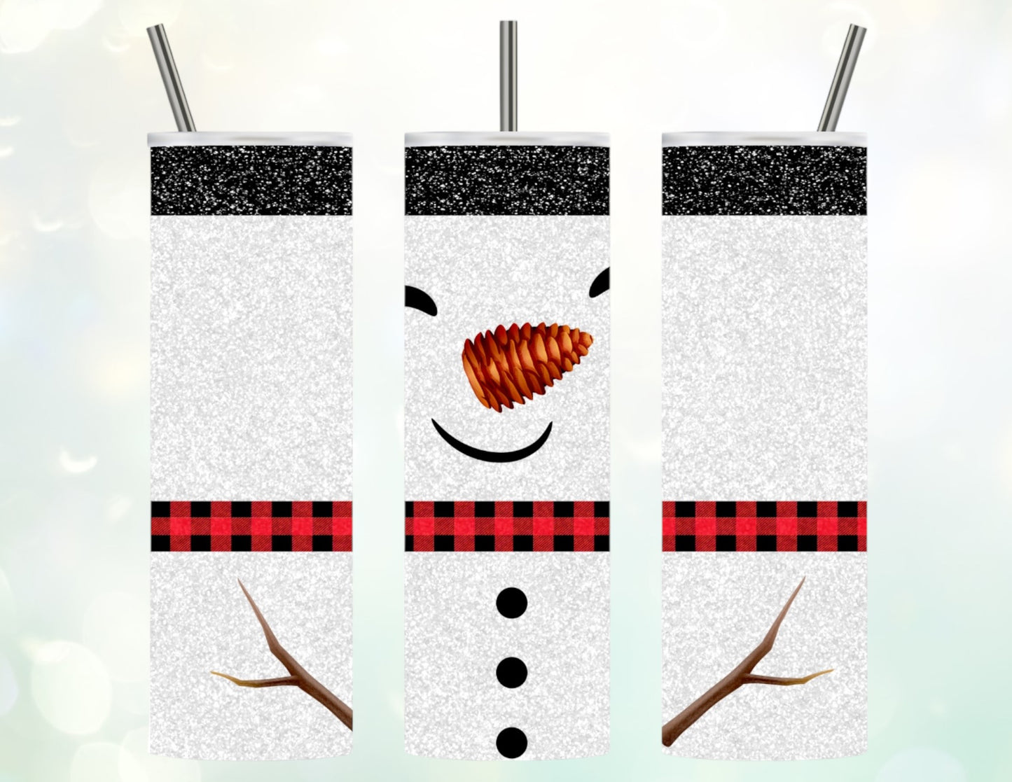 Glitter snowman 20oz tumbler