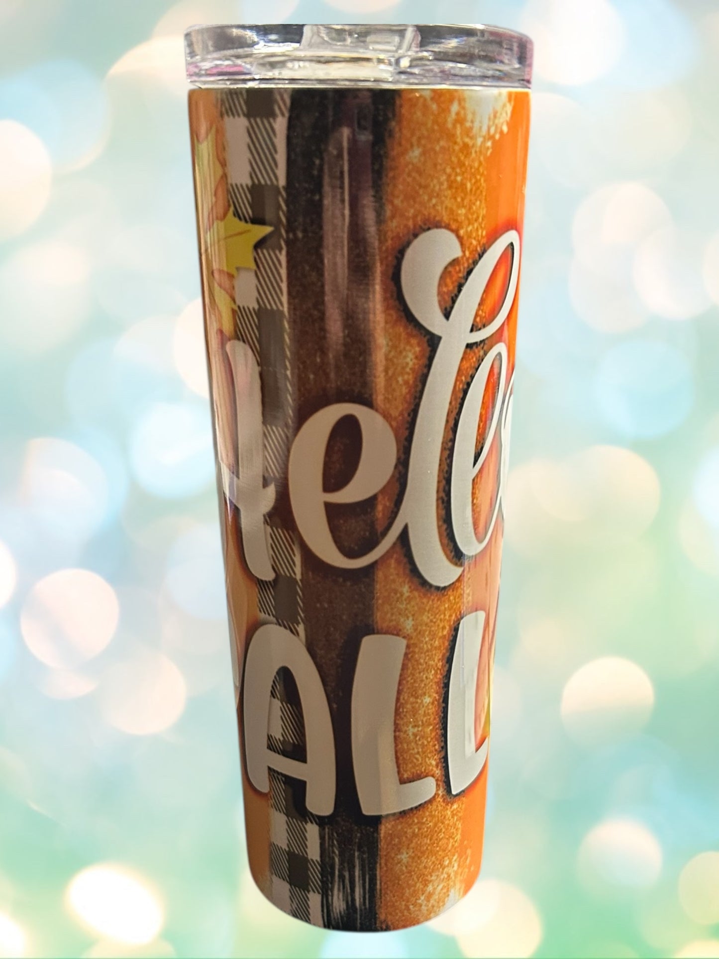 Hello fall brushstrokes tumbler