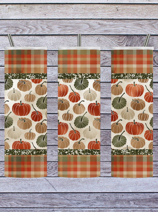 Plaid fall pumpkins 20oz tumbler