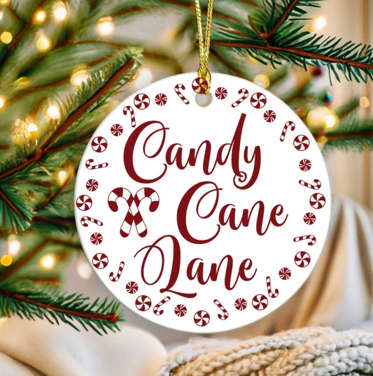 Candy cane lane ornament