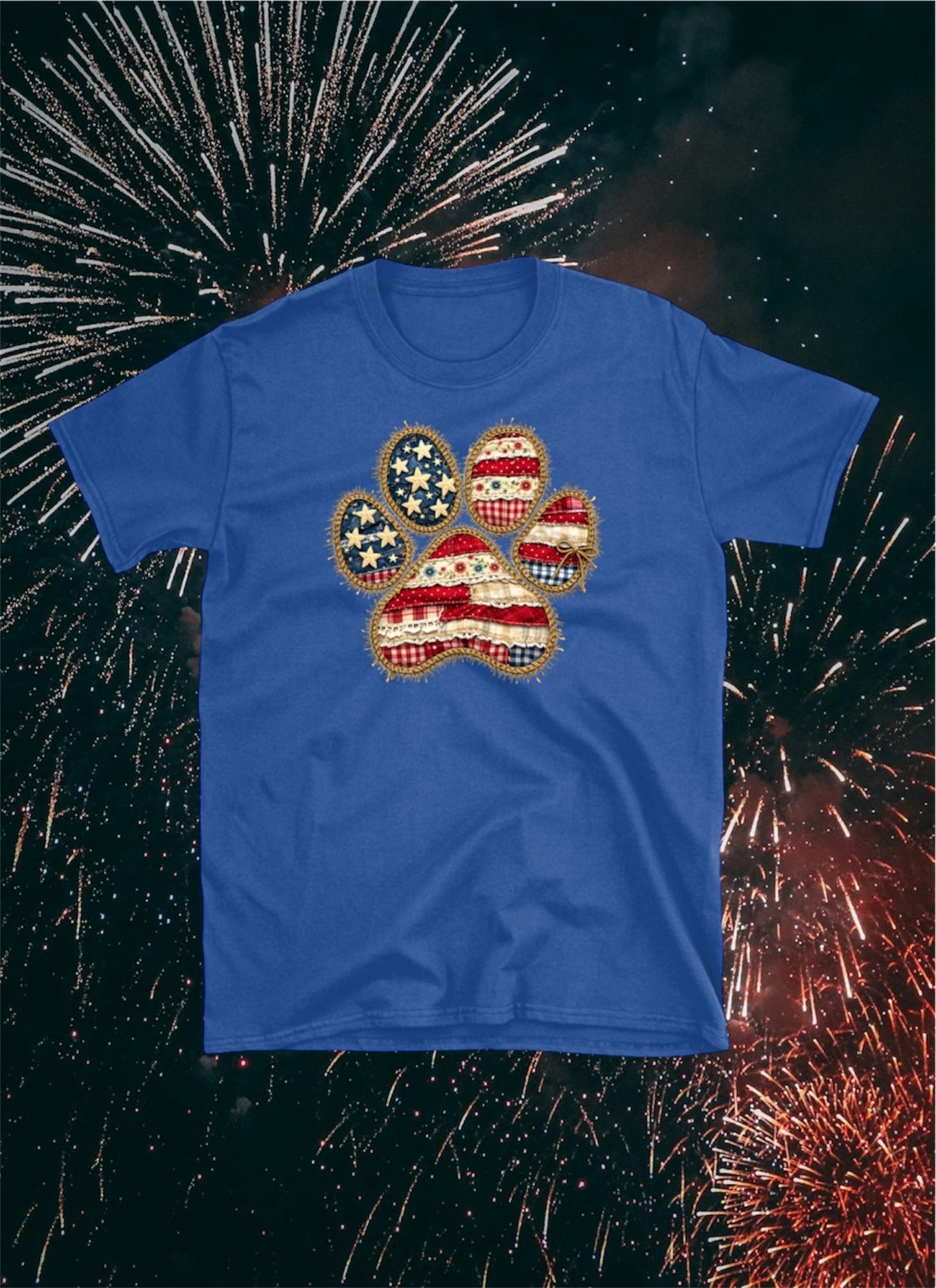 Patriotic paw print patch tshirt