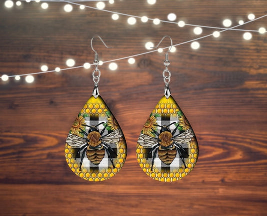 Beehive teardrop earrings