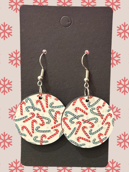 Candy canes round earrings