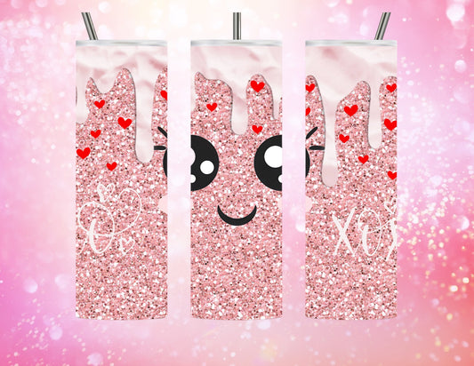 Pink glitter face 20oz tumbler