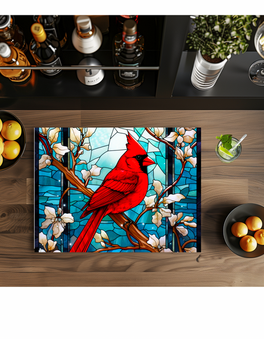 Cardinals 8x11 glass cutting board