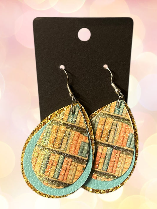 Books faux 3x earrings