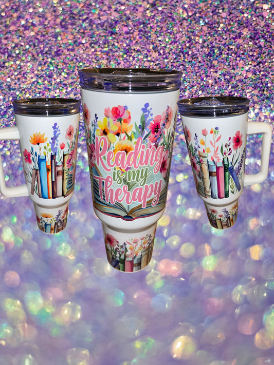 Reading is my therapy 40oz tumbler