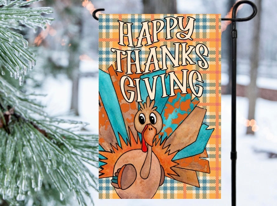 Happy thanksgiving 12x18 garden flag