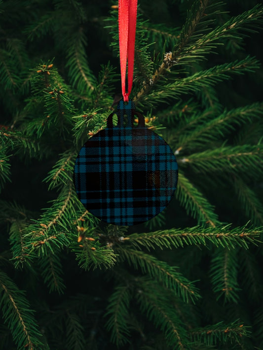 Green plaid bulb ornament