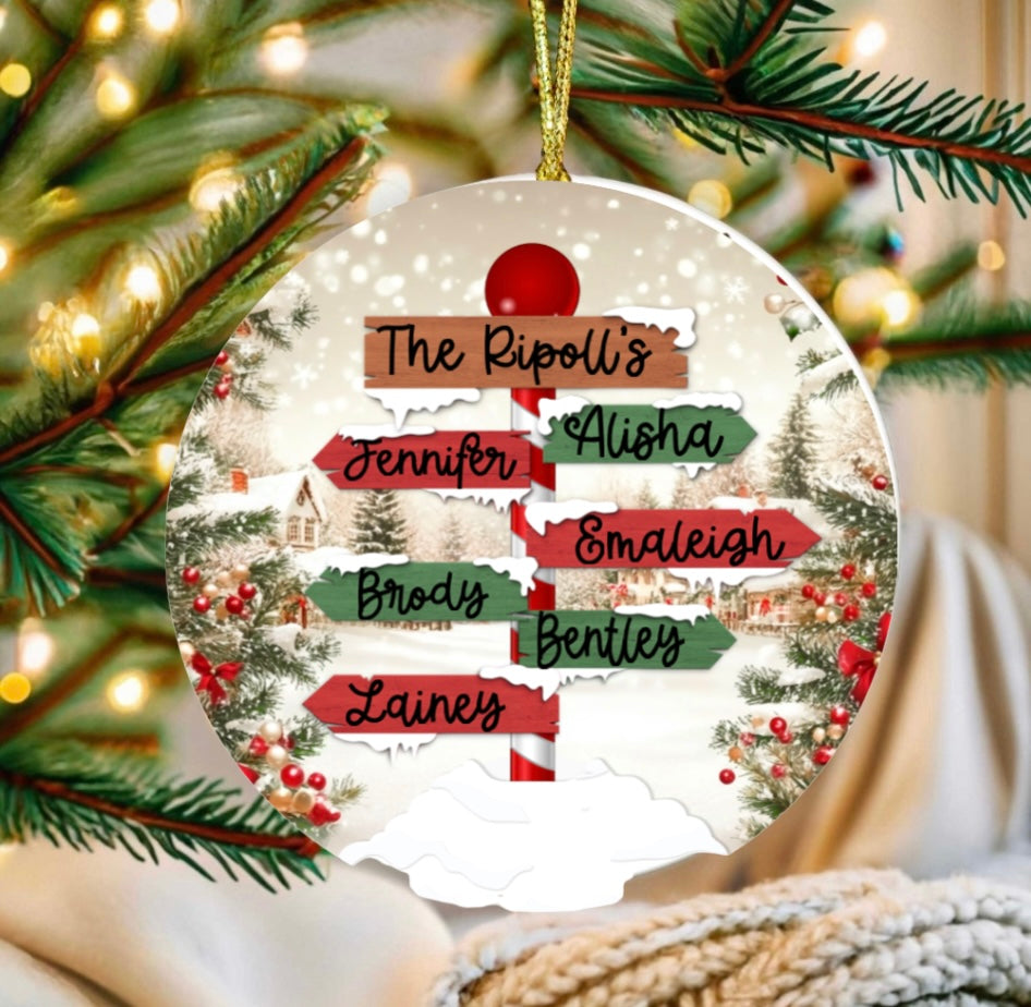 Custom North Pole sign Christmas ornament