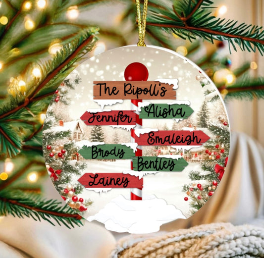 Custom North Pole sign Christmas ornament