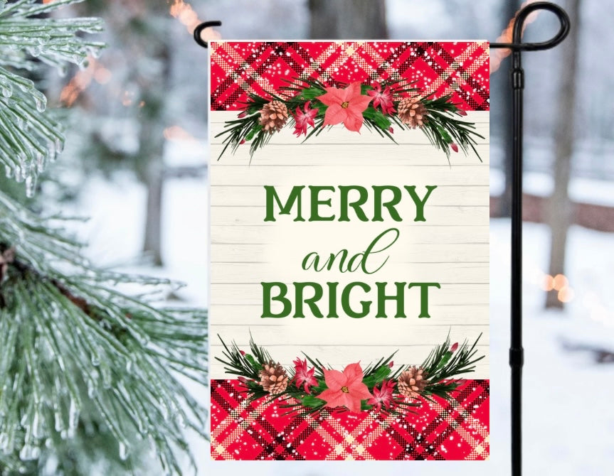 Merry and bright 12x18 garden flag