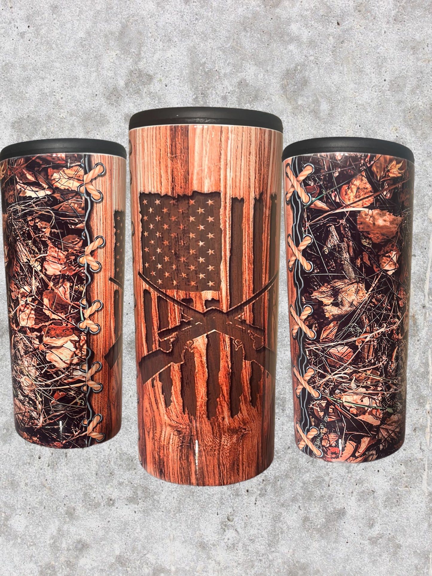 Camo wood 12oz coozie