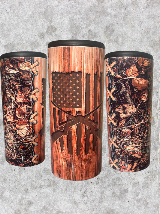 Camo wood 12oz coozie