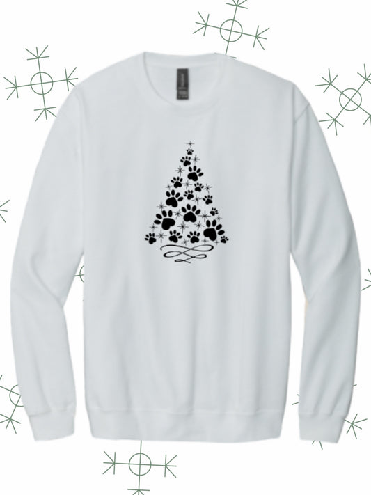 Paw prints Christmas tree crewneck