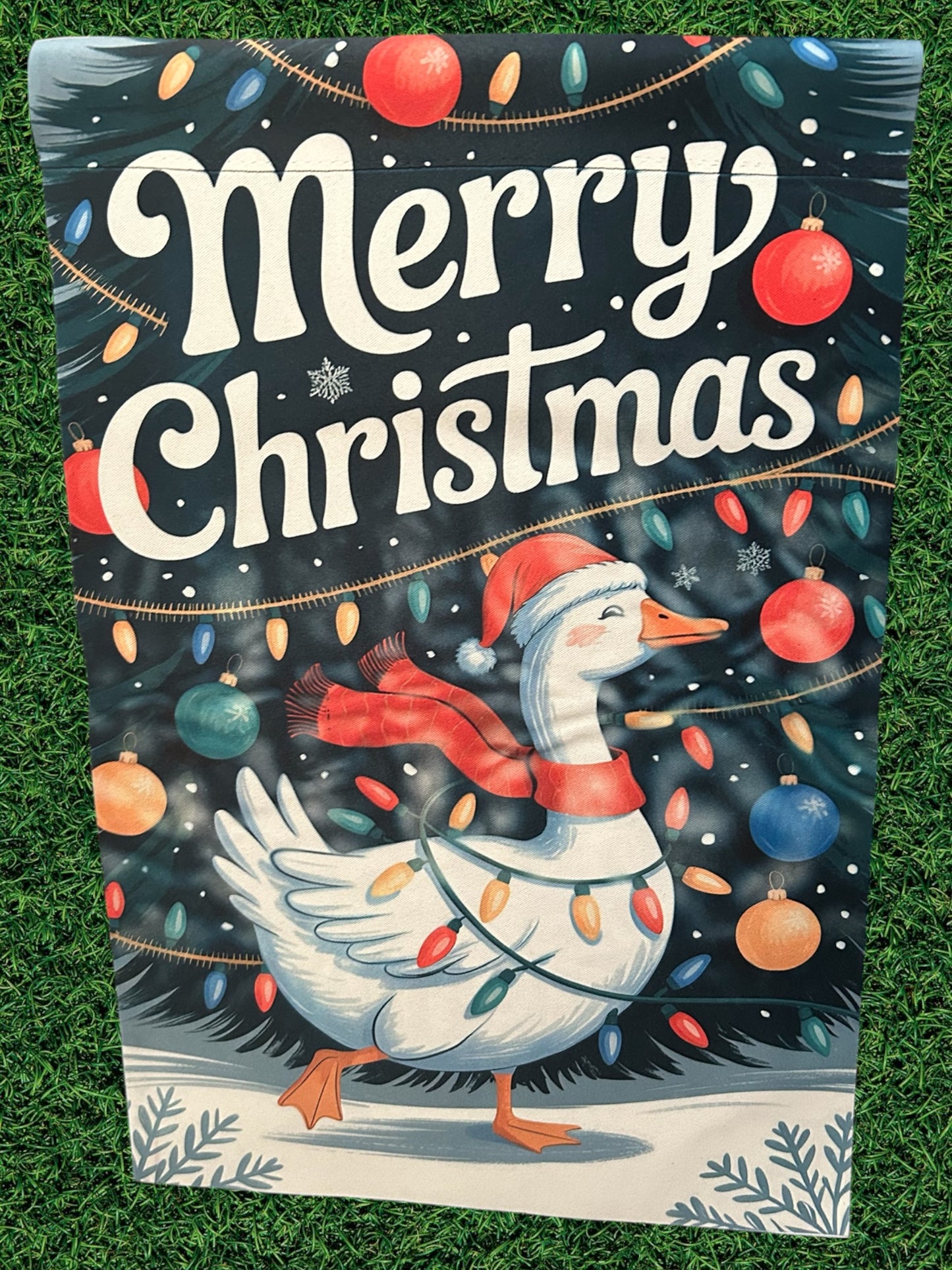 Merry Christmas goose flag