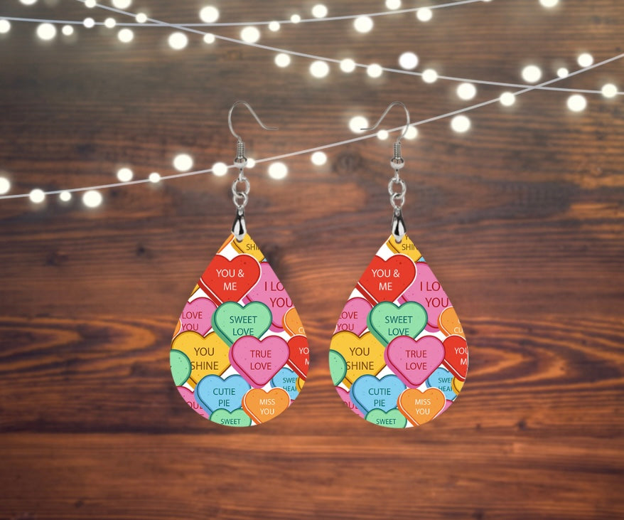 Heart notes tear drop earrings