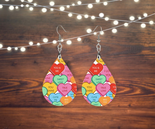 Heart notes tear drop earrings