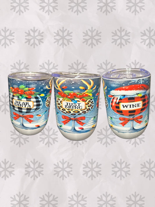 Dear Santa just bring wine 12oz tumbler
