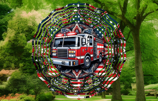 American fire truck 8in wind spinner