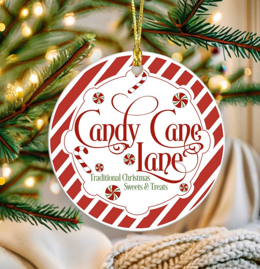 Candy cane lane sweets and treats ornament